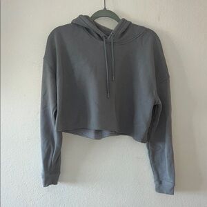 90 Degree By Reflex Gray Cropped Hoodie with Long Sleeves